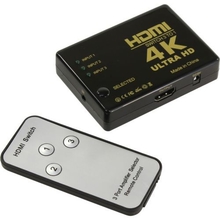 ORIENT HDMI 4K Switch HS0301H-IR 3->1, HDMI 1.4/3D, UHDTV 4K(3840x2160)/HDTV1080p/1080i/720p, HDCP1.2, внешний ИК приемник, пульт ДУ, питание от HDMI, пл.корпус (30675)