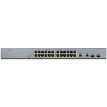 ZYXEL GS1350-26HP-EU0101F L2 коммутатор PoE+ для IP-видеокамер 24xGE PoE+, 2xCombo (SFP/RJ-45), бюджет PoE 375 Вт, дальность передачи питания до 250 м, автоперезагрузка PoE-портов
