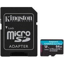 Карта Памяти micro SDXC 64Gb Kingston Canvas Go Plus UHS-I U3 A2 + ADP (170/70 MB/s) SDCG3/64GB