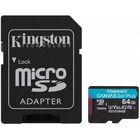 Карта Памяти micro SDXC 64Gb Kingston Canvas Go Plus UHS-I U3 A2 + ADP (170/70 MB/s) SDCG3/64GB
