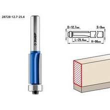 ЗУБР Фреза кромочная с нижним подшипником(3 лезвия), D= 12,7мм, рабочая длина-25,4мм, хв.-8мм, d-12,7мм, ЗУБР Профессионал [28728-12.7-25.4]