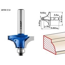 ЗУБР Фреза кромочная калевочная №1, D= 31,8мм, рабочая длина-15мм, радиус-9,5мм, хв.-8мм, d-9,5мм, ЗУБР Профессионал [28700-31.8]