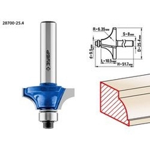 ЗУБР Фреза кромочная калевочная №1, D= 25,4мм, рабочая длина-10,5мм, радиус-6,35мм, хв.-8мм, d-9,5мм, ЗУБР Профессионал [28700-25.4]