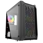 Powercase Alisio Micro X3B, Tempered Glass, 1х 120mm +2x 140mm 5-color fan, чёрный, mATX  (CAMIB-L3)