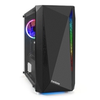 Exegate EX294384RUS Корпус Minitower ExeGate Mistery R2 (mATX, без БП, 2*USB+1*USB3.0, аудио, черный, 1 вент. 12см с RGB подсветкой и полоса на передней панели, боковая панель - закаленное стекло)