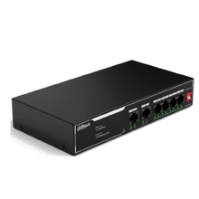 DAHUA DH-SF1006LP 6-портовый неуправляемый коммутатор с РоЕ, 4xRJ45 100Mb PoE, 2xRJ45 100Mb uplink, суммарно 36Вт, коммутация 1.2 Гбит/с, MAC-таблица 2K, металл