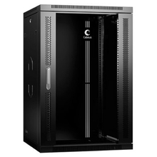 Cabeus SH-05F-18U60/35-R-BK Шкаф телекоммуникационный настенный разобранный 19" 18U 600x350x901mm (ШхГхВ) дверь стекло, цвет черный (RAL 9004)