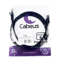 Cabeus PC-UTP-RJ45-Cat.6-1.5m-BK-LSZH Патч-корд U/UTP, категория 6, 2xRJ45/8p8c, неэкранированный, черный, LSZH, 1.5м