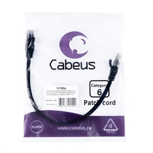 Cabeus PC-UTP-RJ45-Cat.6-0.3m-BK-LSZH Патч-корд U/UTP, категория 6, 2xRJ45/8p8c, неэкранированный, черный, LSZH, 0.3м
