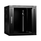 Cabeus SH-05F-12U60/60-R-BK Шкаф телекоммуникационный настенный разобранный 19" 12U 600x600x635mm (ШхГхВ) дверь стекло, цвет черный (RAL 9004)