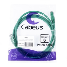 Cabeus PC-UTP-RJ45-Cat.6-1.5m-GN-LSZH Патч-корд U/UTP, категория 6, 2xRJ45/8p8c, неэкранированный, зеленый, LSZH, 1.5м