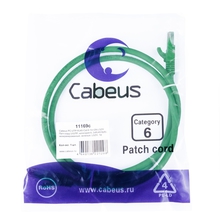 Cabeus PC-UTP-RJ45-Cat.6-1m-GN-LSZH Патч-корд U/UTP, категория 6, 2xRJ45/8p8c, неэкранированный, зеленый, LSZH, 1м