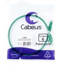 Cabeus PC-UTP-RJ45-Cat.6-0.5m-GN-LSZH Патч-корд U/UTP, категория 6, 2xRJ45/8p8c, неэкранированный, зеленый, LSZH, 0.5м