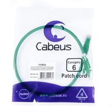 Cabeus PC-UTP-RJ45-Cat.6-0.3m-GN-LSZH Патч-корд U/UTP, категория 6, 2xRJ45/8p8c, неэкранированный, зеленый, LSZH, 0.3м