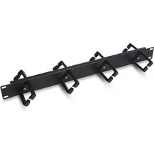 Cabeus JB08-1U-45-BK Кабельный органайзер горизонтальный 19" 1U двухсторонний, 8 пластиковых колец под углом 45 градусов