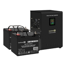 Exegate EX296610RUS Комплект ИБП EX296002RUS + батарея 33Ач EX282974RUS 2шт (инвертор, синус, для котла, настенный) FineSine SX-2500.LCD.AVR.2SH <2500VA/1800W, чистая синусоида, цветной LCD-дисплей, A