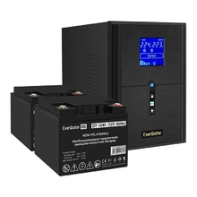 Exegate EX296839RUS Комплект ИБП EX295989RUS + батарея 40Ач EX282976RUS 2шт (инвертор, синус, для котла) SineTower SZ-2000.LCD.AVR.3SH.1C13.USB <2000VA/1600W, чистый синусоида, LCD дисплей, AVR, 3*Sch