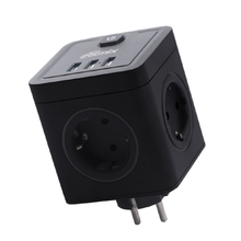 RITMIX RM-043 Black Сетевой фильтр с кнопкой питания {16А, 4 розетки, 3 USB} {80003359}