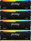Память оперативная/ Kingston 32GB 2666MT/s DDR4 CL16 DIMM (Kit of 4) FURY Beast RGB
