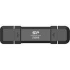 Накопитель SSD Silicon Power USB-C 250GB SP250GBUC3S72V1K DS72 1.8" черный USB-A