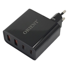 ORIENT PU-A100WL, Сетевое зарядное устройство с функцией быстрой зарядки, мощность 100Вт, Quick Charge 3.0+Power Delivery, выходы: 2xUSB-A + 2xType-C/PD, DC 5/9/12/15/20В, цвет черный (33168)