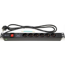 5bites PDU619A-06 Блок розеток  6S / AL / SWITCH / 1U / 19" / 2M*3G*1.5MM2 / VDE
